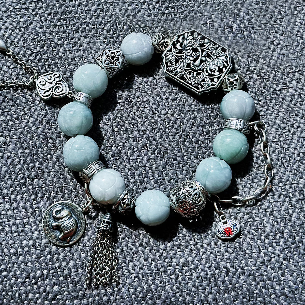 Old silver jade bracelet